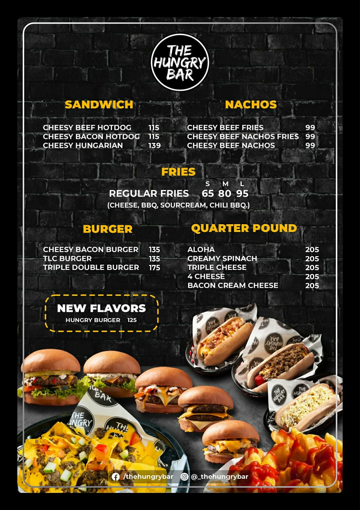 Burgers menu