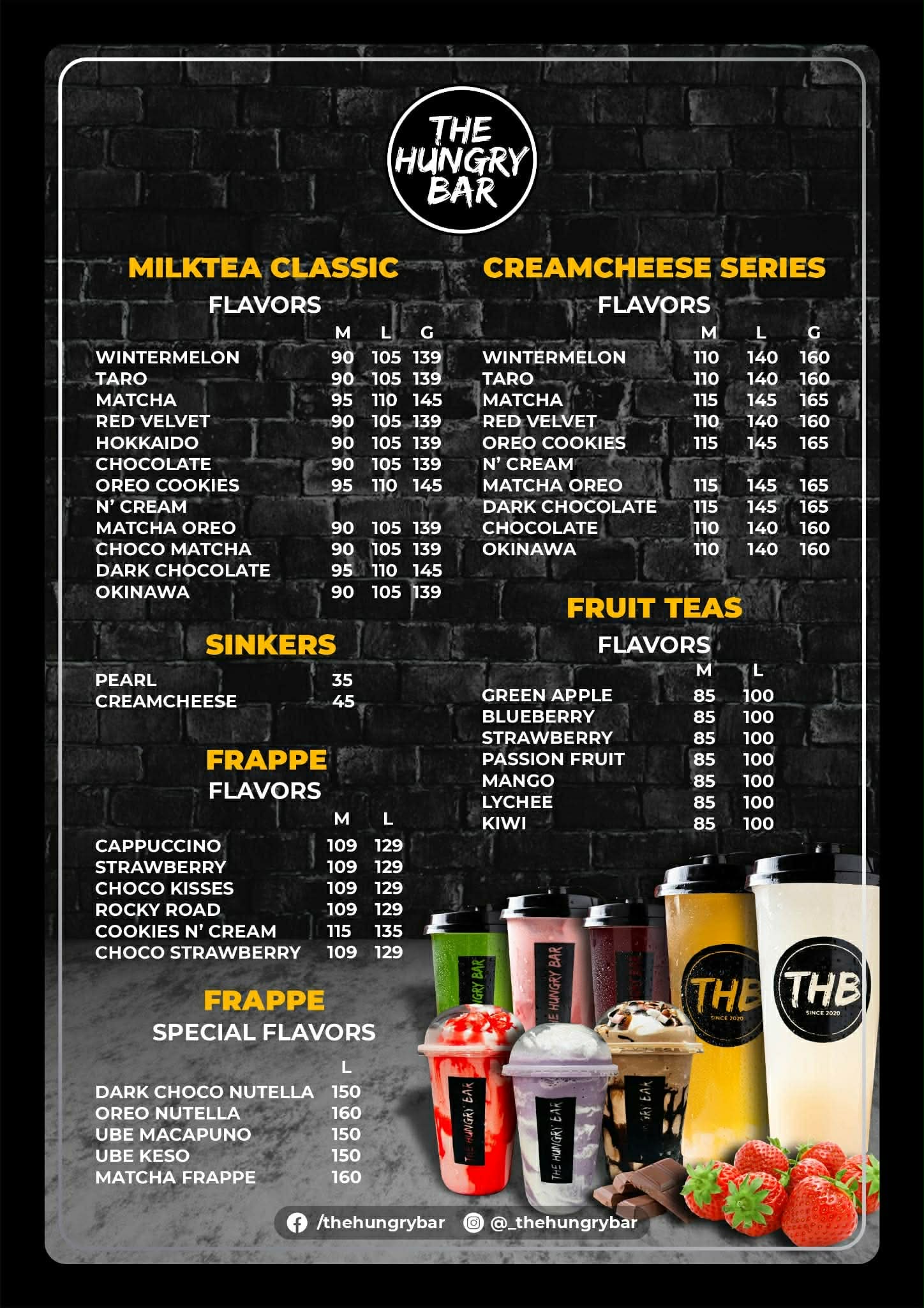 Frappes menu