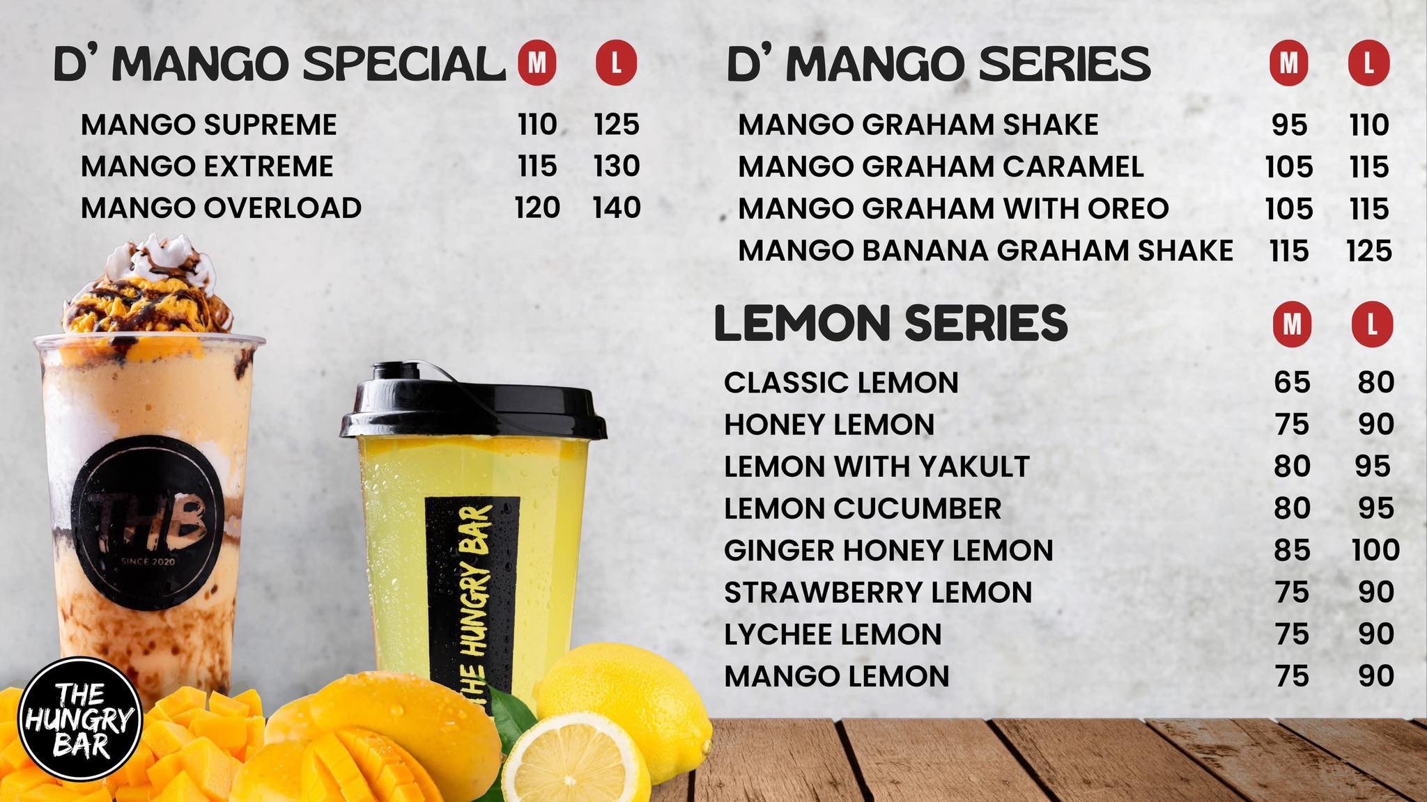 Mango special and lemon series menu